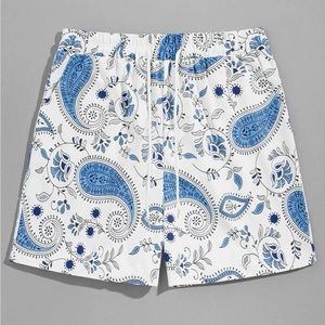 NEW White & Blue Paisley Men’s Swimsuit/Board Shorts